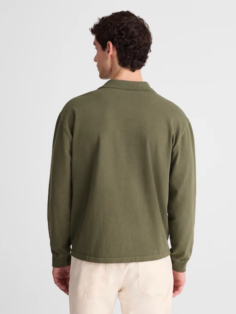 Madewell Long Sleeve Compact-Knit Polo in Olive Slate Size M $88 NZ247 - Picture 5 of 10